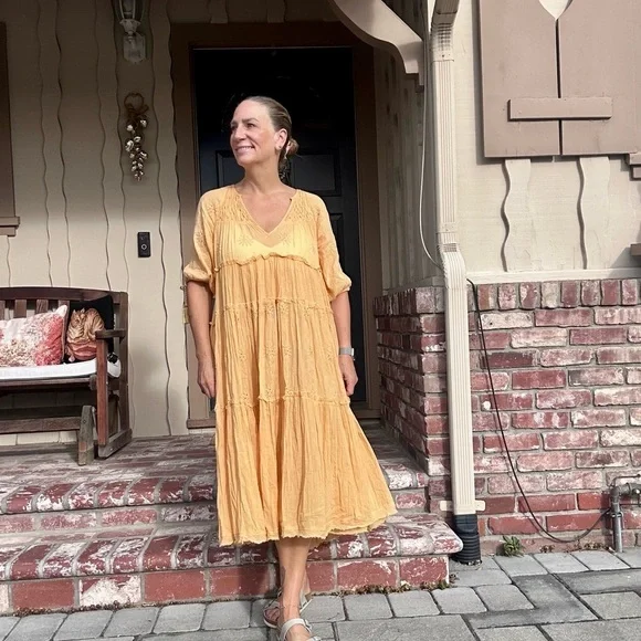 Free people celestial skies midi dress in yellow. Size S. Roomy fit. EUC. - Picture 6 of 6